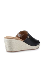 Hush Puppies Black Rosie Rattan Slide Wedge Sandals - Image 4 of 5
