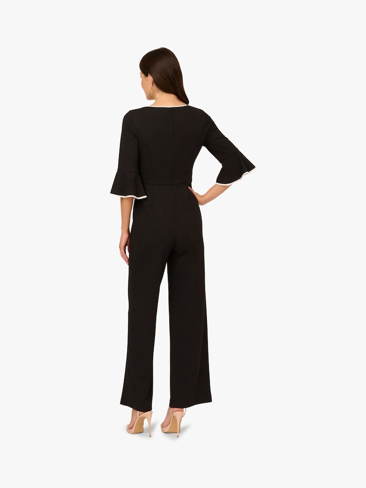 Adrianna Papell Ruffle Sleeve Black Jumpsuit - Image 2 of 6 Adrianna Papell Ruffle Sleeve Black Jumpsuit - Image 2 of 6