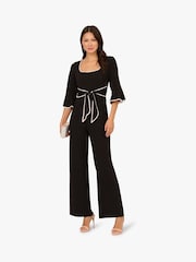Adrianna Papell Ruffle Sleeve Black Jumpsuit - Image 3 of 6
