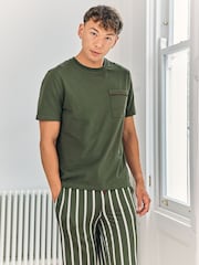 Chelsea Peers Green Stripe Crew Long Pyjamas Set - Image 2 of 6