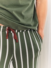 Chelsea Peers Green Stripe Crew Long Pyjamas Set - Image 5 of 6