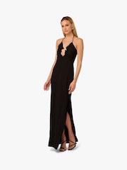 Adrianna Papell Jersey Knit Long Black Dress - Image 1 of 6