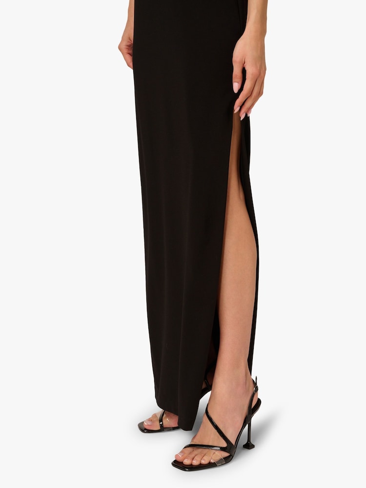 Adrianna Papell Jersey Knit Long Black Dress - Image 6 of 6