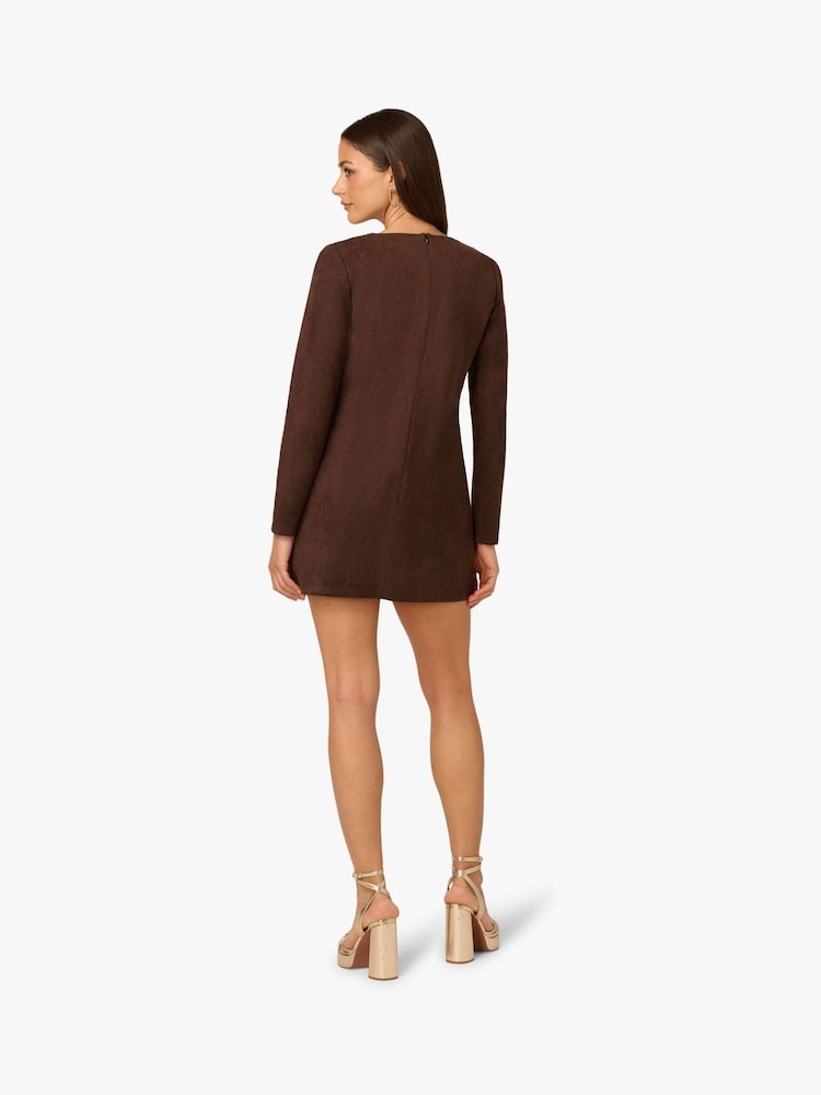Adrianna By Adrianna Papell Brown Suede Shift Dress - Image 2 of 6 Adrianna By Adrianna Papell Brown Suede Shift Dress - Image 2 of 6