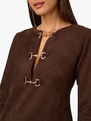 Adrianna By Adrianna Papell Brown Suede Shift Dress - Image 4 of 6