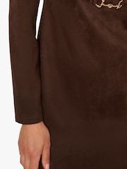 Adrianna By Adrianna Papell Brown Suede Shift Dress - Image 5 of 6