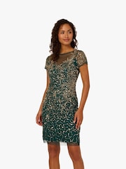 Adrianna Papell Green Beaded Sheath Dress - Image 1 of 6