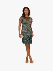 Adrianna Papell Green Beaded Sheath Dress - Image 3 of 6
