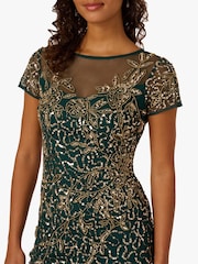Adrianna Papell Green Beaded Sheath Dress - Image 4 of 6