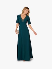 Adrianna Papell Green Trimmed Mermaid Dress - Image 4 of 6