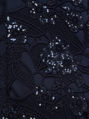 Adrianna Papell Blue Sequin Lace Combo Column Gown - Image 3 of 6