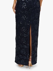 Adrianna Papell Blue Sequin Lace Combo Column Gown - Image 6 of 6
