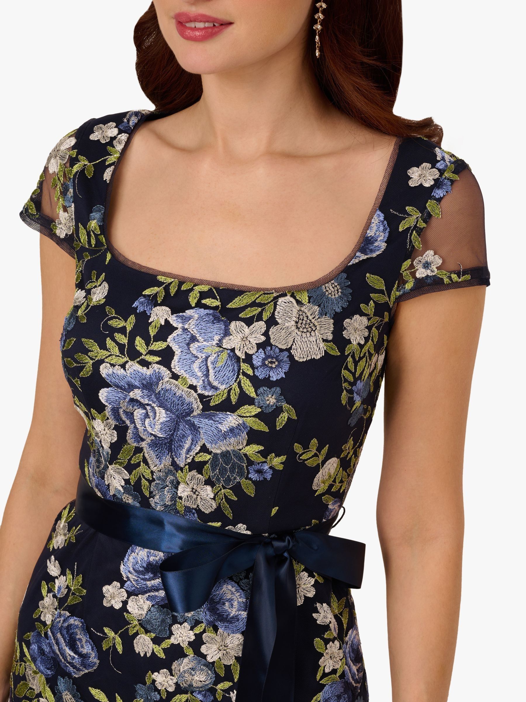 Buy Adrianna Papell Blue Cascading Floral Column Gown from Next USA