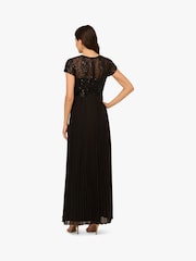 Adrianna Papell Bead Pleat Long Black Dress - Image 2 of 6