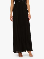 Adrianna Papell Bead Pleat Long Black Dress - Image 5 of 6