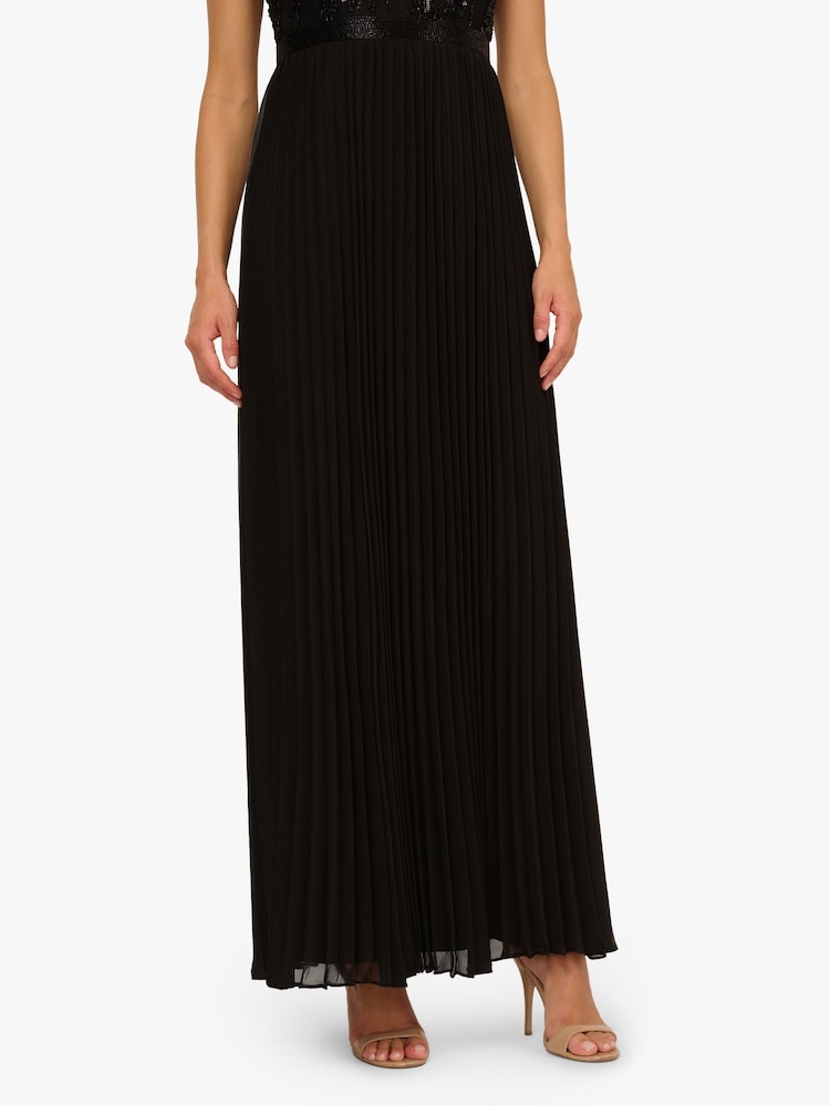 open lace back dress Black Beaded Detail Halter Midi Sheath Dress