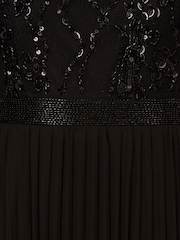 Adrianna Papell Bead Pleat Long Black Dress - Image 6 of 6