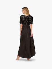 Adrianna Papell Studio Sequin Combo Taffeta Black Gown - Image 2 of 6