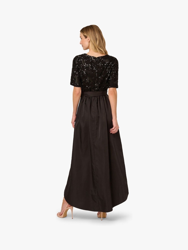 Adrianna Papell Studio Sequin Combo Taffeta Black Gown - Image 2 of 6 Adrianna Papell Studio Sequin Combo Taffeta Black Gown - Image 2 of 6