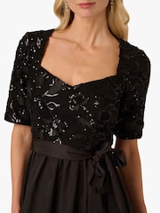 Adrianna Papell Studio Sequin Combo Taffeta Black Gown - Image 4 of 6
