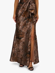 Adrianna Papell One Shoulder Jacquard Brown Gown - Image 6 of 6