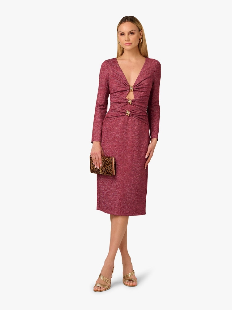 silver sequin midi dress Flutter Sleeve Sequin Midi Dress - Silver