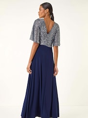 Roman Sequin Flutter Sleeve Midi Dress - Slika 2 iz 5