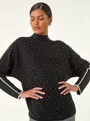 Roman Black Hotfix Blanket Stitch Knit Jumper - Image 4 of 5