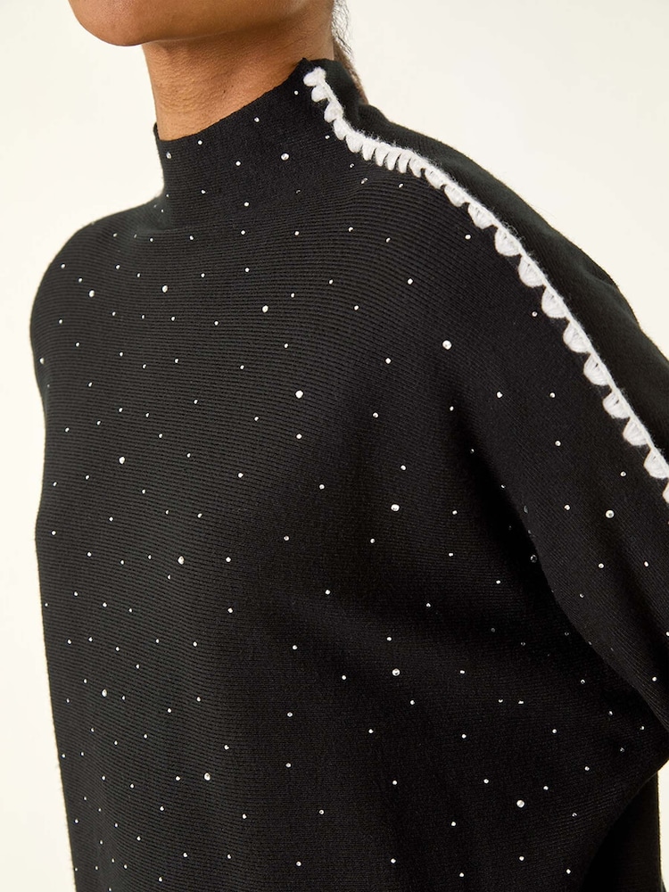 Roman Black Hotfix Blanket Stitch Knit Jumper - Image 5 of 5