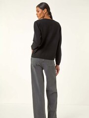 Roman Black Floral Hotfix Knit Jumper - Image 3 of 5