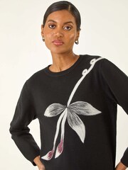 Roman Black Floral Hotfix Knit Jumper - Image 4 of 5