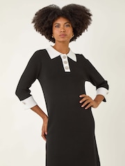 Roman Black Knitted Sparkle Button Dress - Image 1 of 5