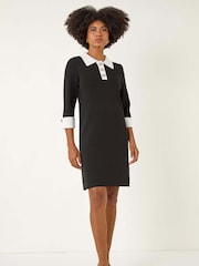 Roman Black Knitted Sparkle Button Dress - Image 2 of 5