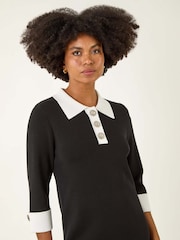 Roman Black Knitted Sparkle Button Dress - Image 4 of 5