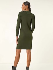 Roman Green Button Detail Roll Neck Jumper Dress - Image 3 of 5