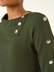 Roman Green Button Detail Roll Neck Jumper Dress - Image 5 of 5