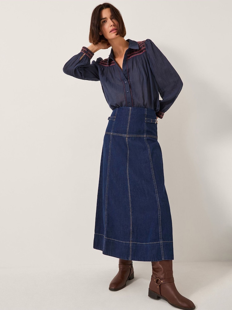 Monsoon Blue Felicity Embroidered Cotton Shirt - Image 1 of 4