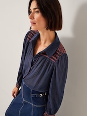 Monsoon Blue Felicity Embroidered Cotton Shirt - Image 3 of 4
