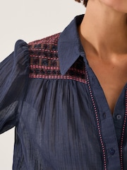 Monsoon Blue Felicity Embroidered Cotton Shirt - Image 4 of 4