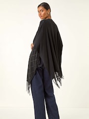 Roman Black Diamond Hotfix Knit Poncho - Image 3 of 5