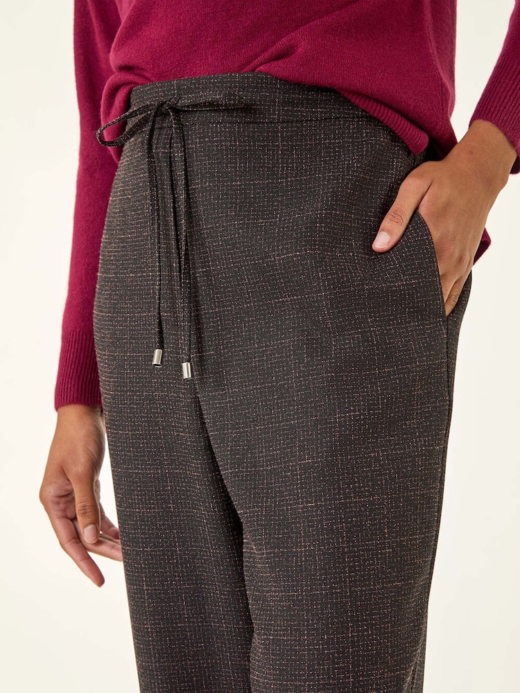 Roman Pink Check Elasticated Waist Drawcord Trousers - Image 5 of 5 Roman Pink Check Elasticated Waist Drawcord Trousers - Image 5 of 5