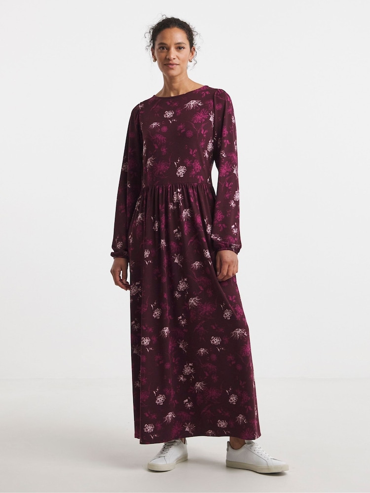 JD Williams Red Supersoft Jersey Printed Maxi Smock Dress - Image 1 of 4