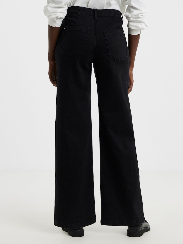 JD Williams Black Cosy Wide Leg Jeans - Image 2 of 4 JD Williams Black Cosy Wide Leg Jeans - Image 2 of 4