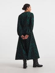 JD Williams Animal Textured Jersey Long Sleeve V-Neck Maxi Dress - Image 2 of 4