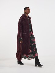 JD Williams Red Maxi Teddy Faux Fur Coat - Image 1 of 6