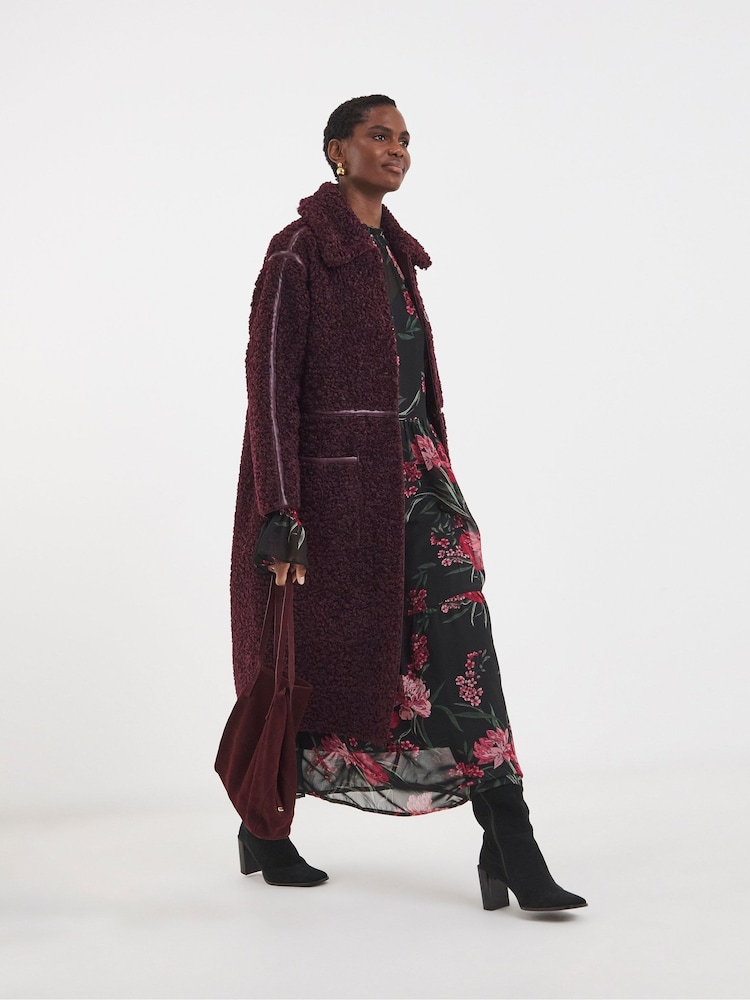 JD Williams Red Maxi Teddy Faux Fur Coat - Image 1 of 6 JD Williams Red Maxi Teddy Faux Fur Coat - Image 1 of 6