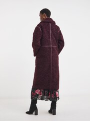 JD Williams Red Maxi Teddy Faux Fur Coat - Image 2 of 6