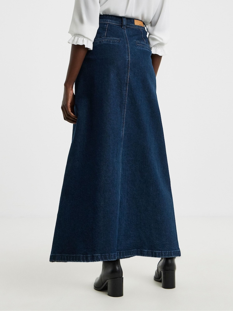 JD Williams Blue Pocket Front Denim Midi Skirt - Image 2 of 4 JD Williams Blue Pocket Front Denim Midi Skirt - Image 2 of 4