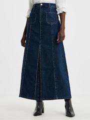 JD Williams Blue Pocket Front Denim Midi Skirt - Image 4 of 4