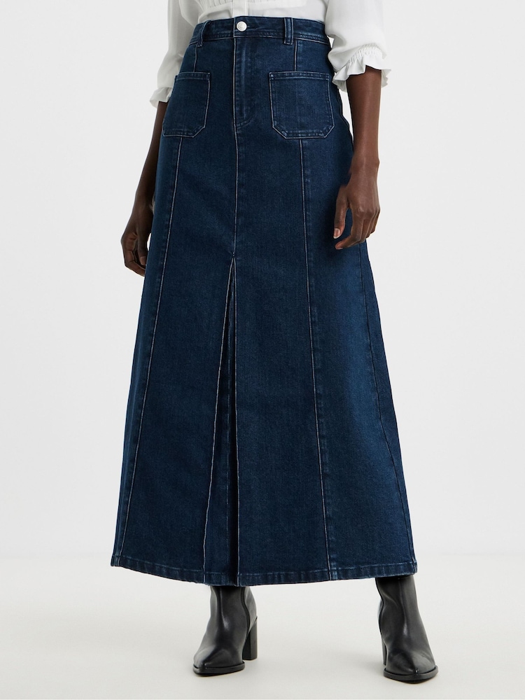 JD Williams Blue Pocket Front Denim Midi Skirt - Image 4 of 4 JD Williams Blue Pocket Front Denim Midi Skirt - Image 4 of 4